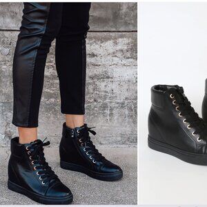 Curren Black High Top Wedge Sneakers